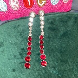 🩶❤️Swarovski Red & Silver Elegant Drop Earrings❤️🩶
